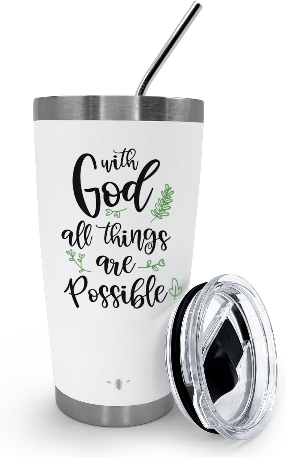 With God, 20 oz. stainless steel vacuum insulated tumbler