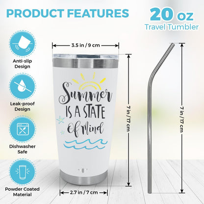 Vaso de verano de acero inoxidable con aislamiento al vacío de 20 oz.