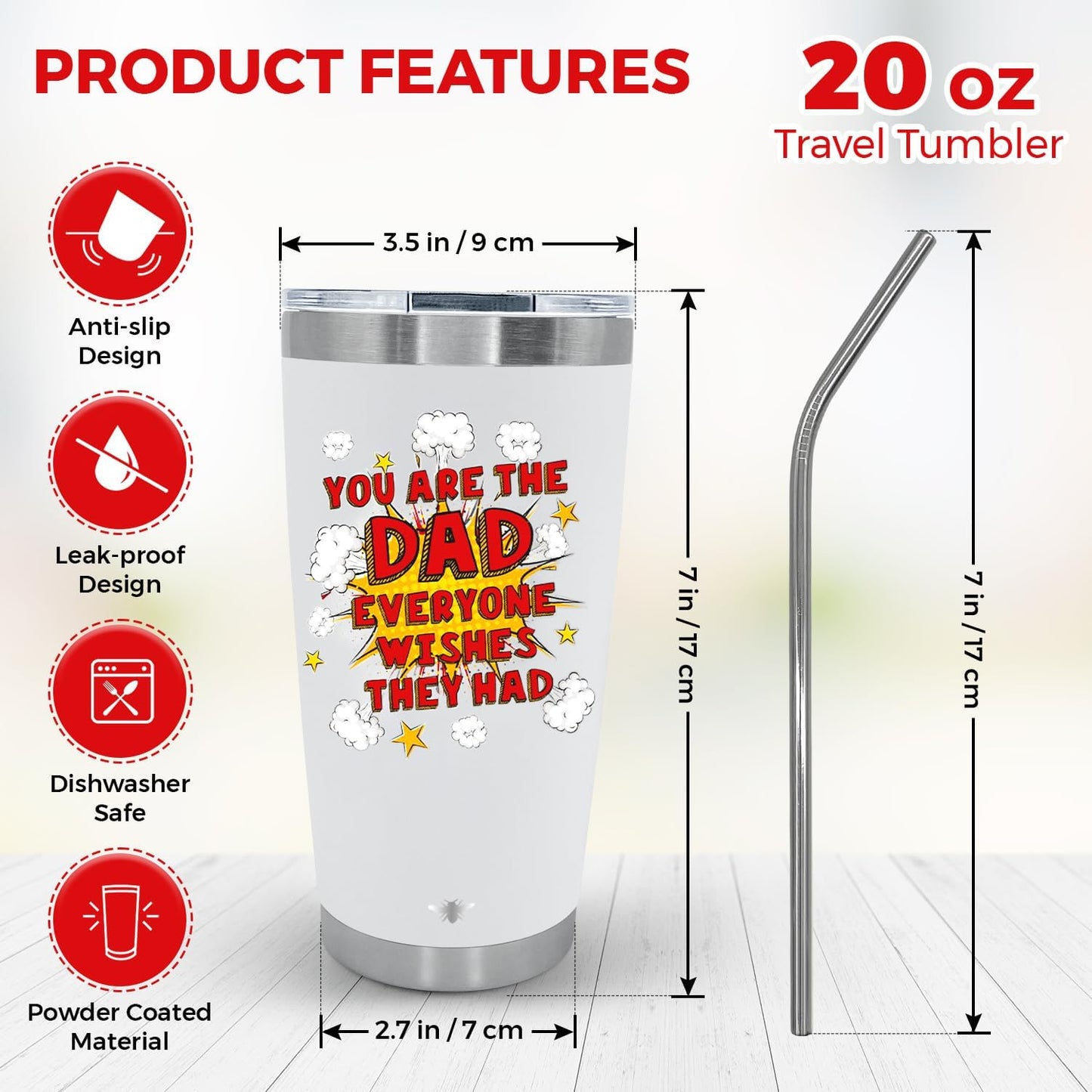 Papá, vaso isotérmico de acero inoxidable de 20 oz